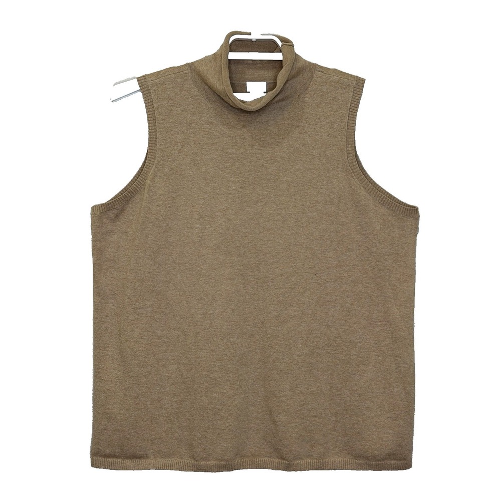Chico's Zenergy Sweater Size 4 US XXL Tan Sleeveless Roll Mock Neck Cotton Blend
